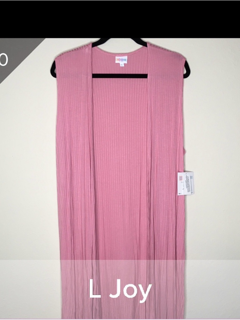 LuLaRoe Joy Sleeveless Open-Front Pink Vest